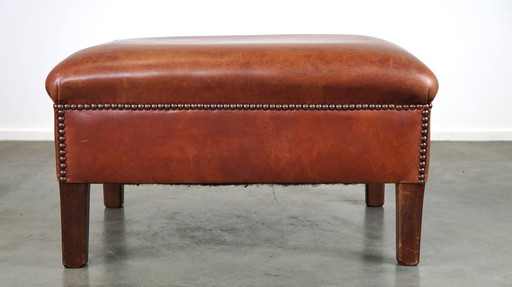 Beef leather hocker in English style