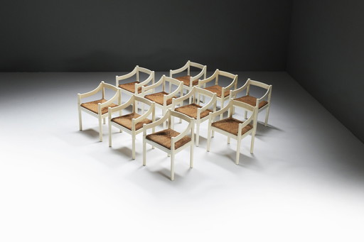 Great Set Of 12 Carimate Dining Chairs By Vico Magistretti For Cassina Italy