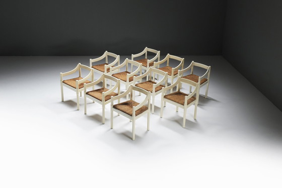 Image 1 of Great Set Of 12 Carimate Dining Chairs By Vico Magistretti For Cassina Italy