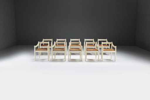 Great Set Of 12 Carimate Dining Chairs By Vico Magistretti For Cassina Italy