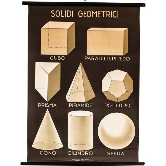 Image 1 of Vintage painting "Solidi Geometrici" by Antonio Vallardi, Italy 1940s