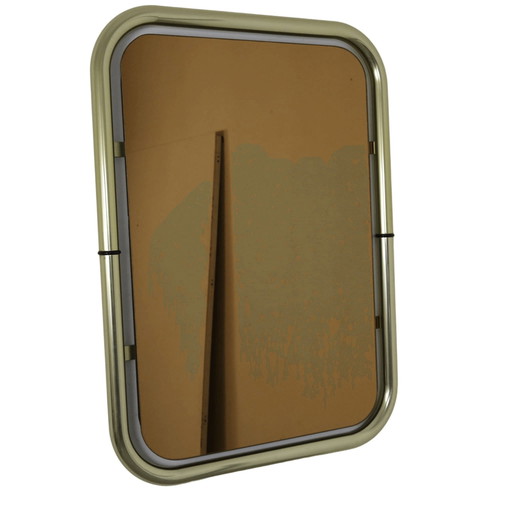 Mirror with brass-plated aluminium frame, 1970s