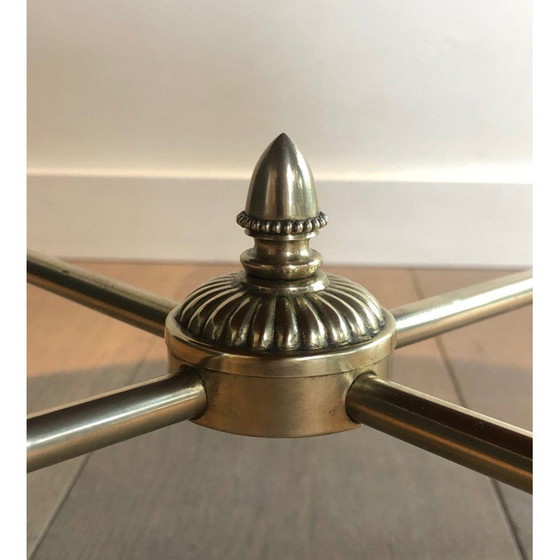 Image 1 of Vintage round coffee table in brass and black lacquered glass for Maison Jansen, France 1940