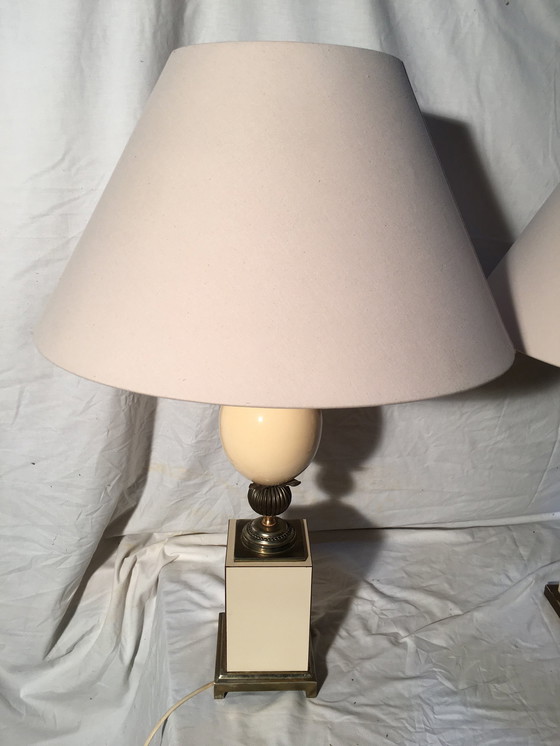 Image 1 of Pair of vintage egg lamps