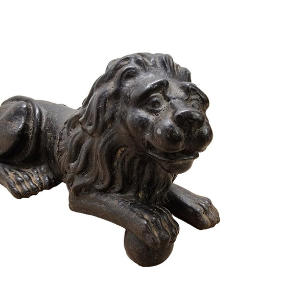 Image 1 of French Cast Iron Reclining Lion,