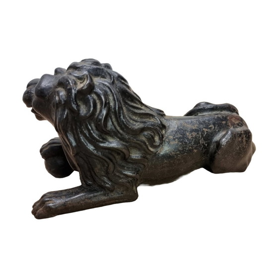 Image 1 of French Cast Iron Reclining Lion,