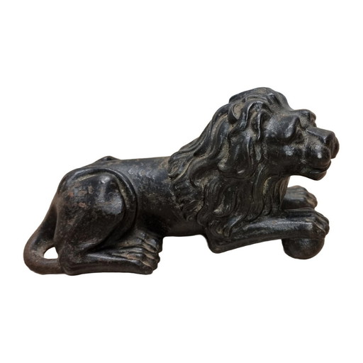 French Cast Iron Reclining Lion,