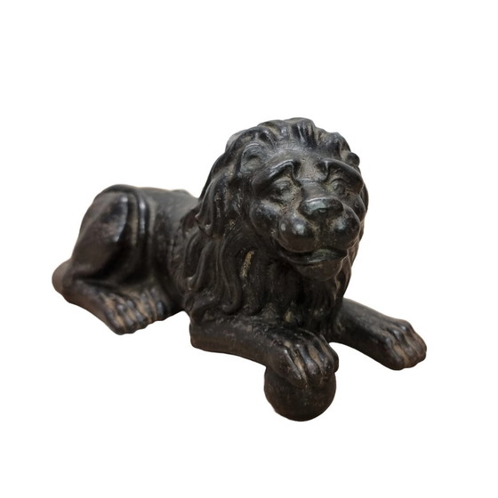 Image 1 of French Cast Iron Reclining Lion,