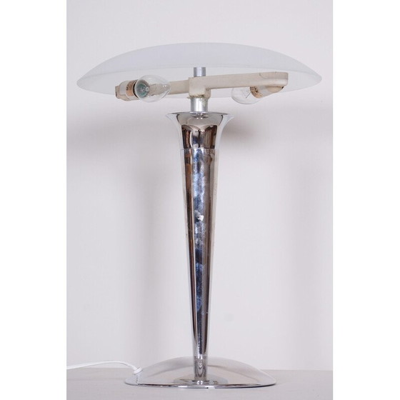 Image 1 of Pair of mid century table lamps in chrome-plated steel and milk glass, Germany 1950s