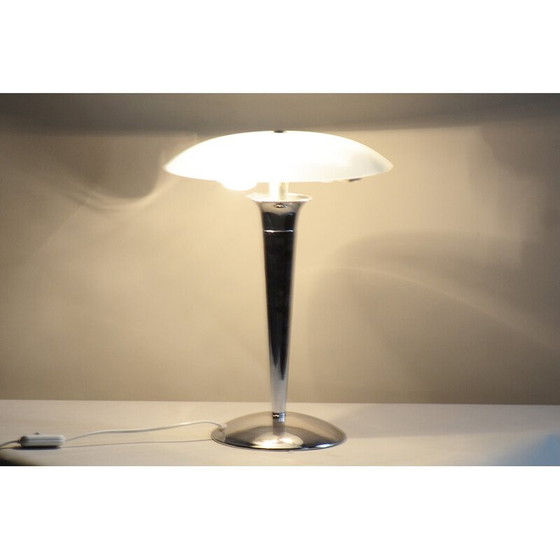 Image 1 of Pair of mid century table lamps in chrome-plated steel and milk glass, Germany 1950s