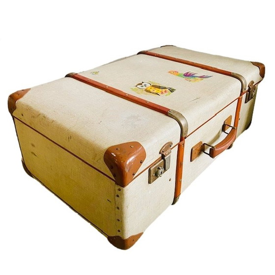 Image 1 of Vintage cabin trunk brocante beige leather xl