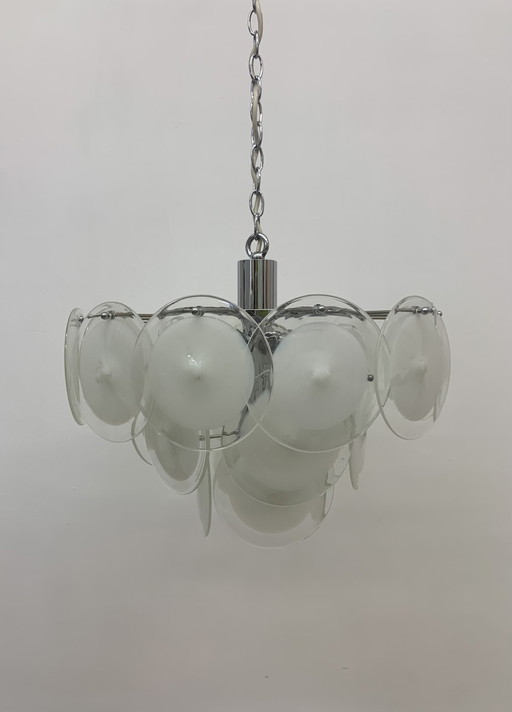 Vistosi Disc Chandelier Murano Glass - 1970s, Italian