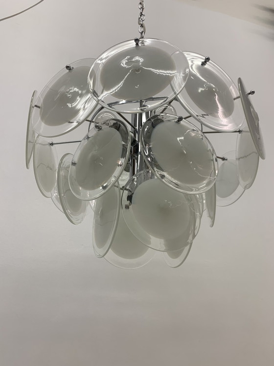 Image 1 of Vistosi Disc Chandelier Murano Glass - 1970s, Italian