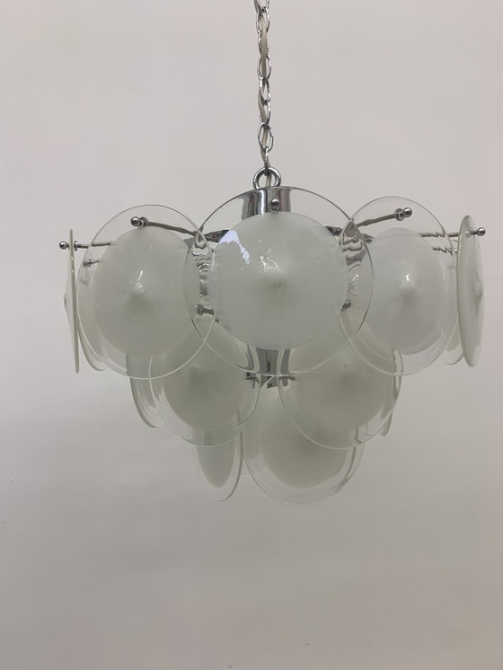 Image 1 of Vistosi Disc Chandelier Murano Glass - 1970s, Italian