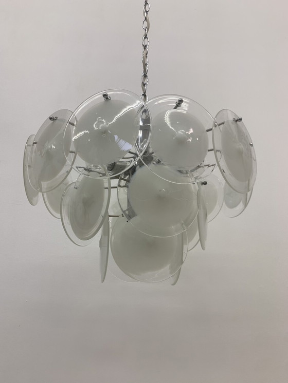 Image 1 of Vistosi Disc Chandelier Murano Glass - 1970s, Italian