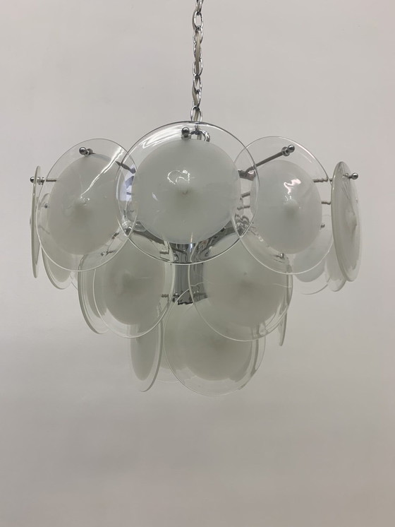 Image 1 of Vistosi Disc Chandelier Murano Glass - 1970s, Italian