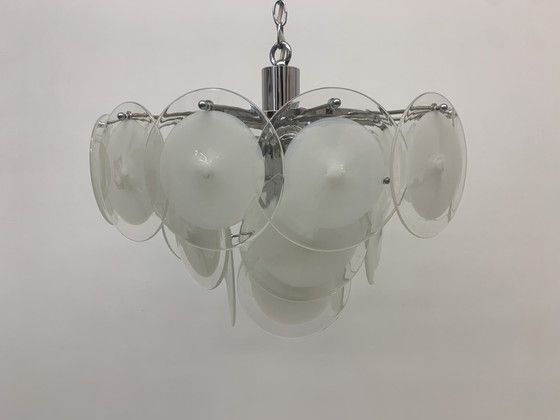 Image 1 of Vistosi Disc Chandelier Murano Glass - 1970s, Italian