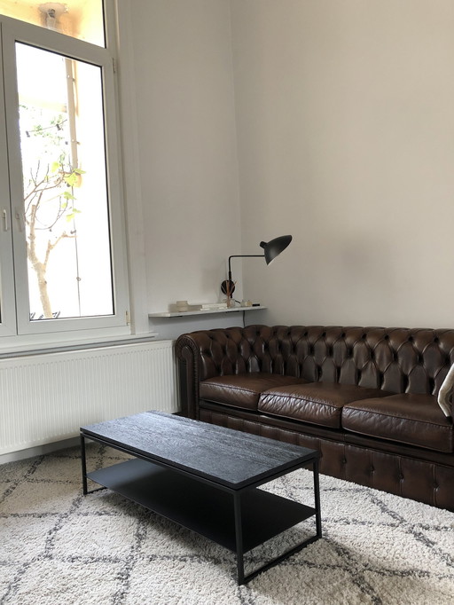 Coffee Table Black Wood With Shelf For Books From Metal