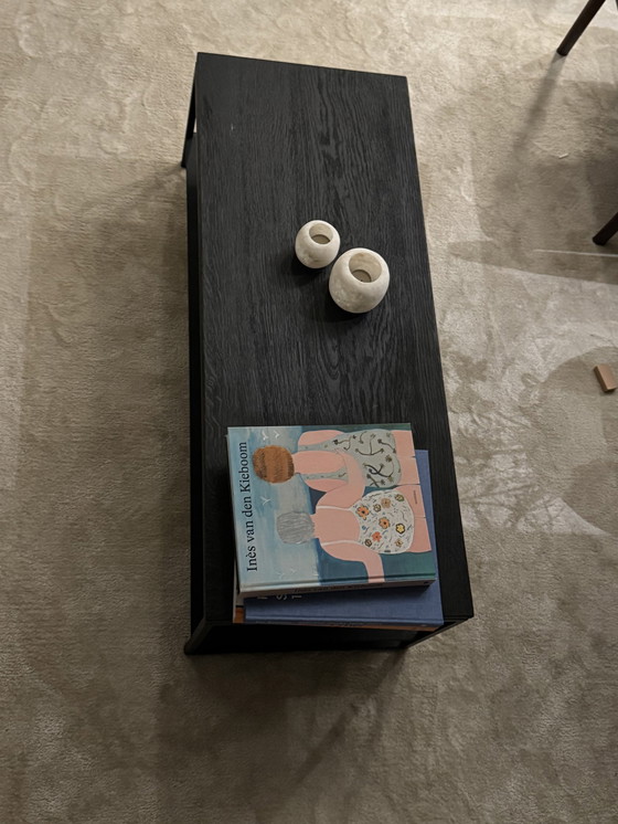 Image 1 of Coffee Table Black Wood With Shelf For Books From Metal