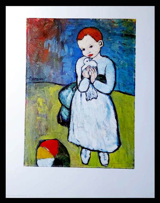 Picasso - Kind mit Taube 1901 - Achenbach Art Collection 1995 - offset lithograph