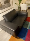 Leolux Loveseat, Black Leather, Antipode