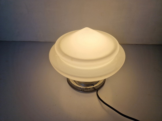 Image 1 of Art Deco Opaline Geometrical Flushmount Light