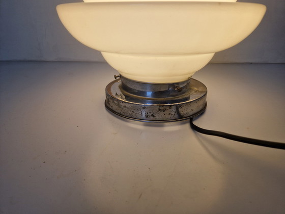 Image 1 of Art Deco Opaline Geometrical Flushmount Light