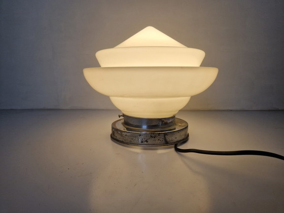 Image 1 of Art Deco Opaline Geometrical Flushmount Light