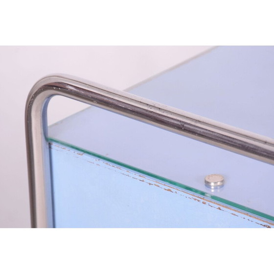 Image 1 of Coppia di comodini vintage in compensato e acciaio cromato di Mücke Melder, Cecoslovacchia 1930