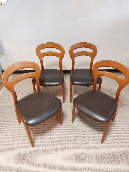 Danish Design Dining Chairs Moller Teak/Leather - 4 Pieces