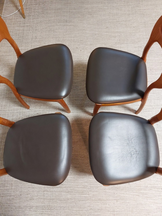 Image 1 of Danish Design Dining Chairs Moller Teak/Leather - 4 Pieces