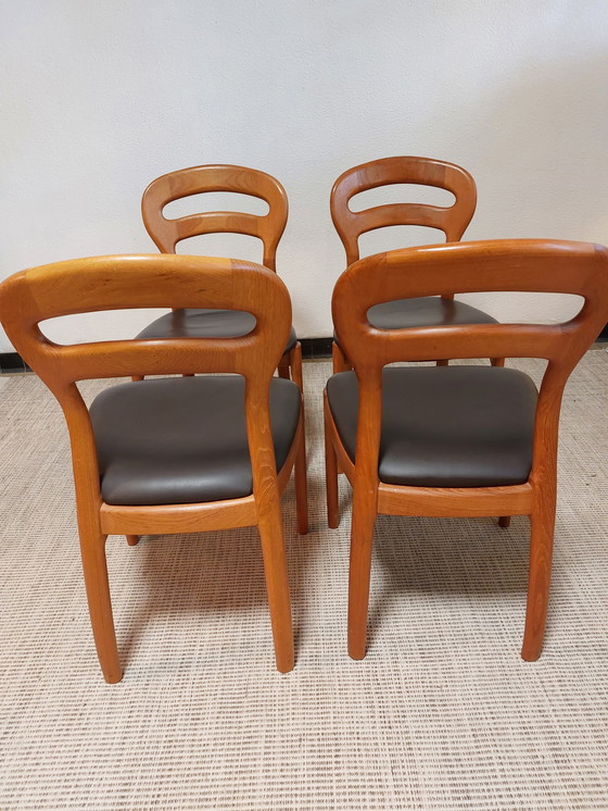 Image 1 of Danish Design Dining Chairs Moller Teak/Leather - 4 Pieces