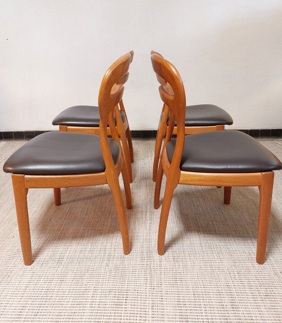 Image 1 of Danish Design Dining Chairs Moller Teak/Leather - 4 Pieces