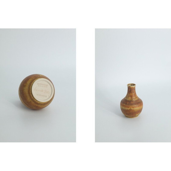 Image 1 of Vintage brown stoneware collectible vase by Gunnar Borg for Höganäs Keramik, Sweden 1960