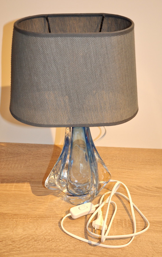 Image 1 of Val Saint-Lambert table lamp Crystal/Blue