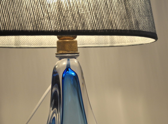 Image 1 of Val Saint-Lambert table lamp Crystal/Blue