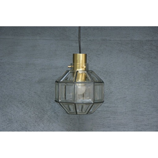 Vintage crystal pendant lamp for Glashütte Limburg, 1960