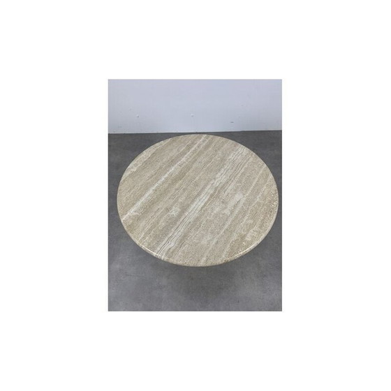 Image 1 of Round vintage travertine coffee table