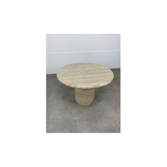 Image 1 of Round vintage travertine coffee table