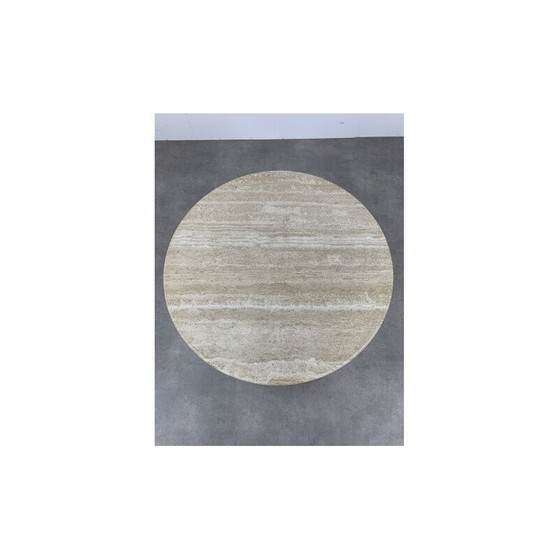 Image 1 of Round vintage travertine coffee table
