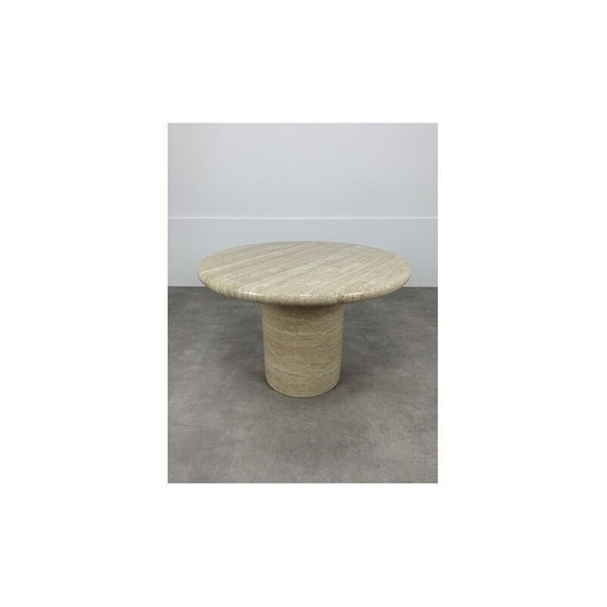 Image 1 of Round vintage travertine coffee table