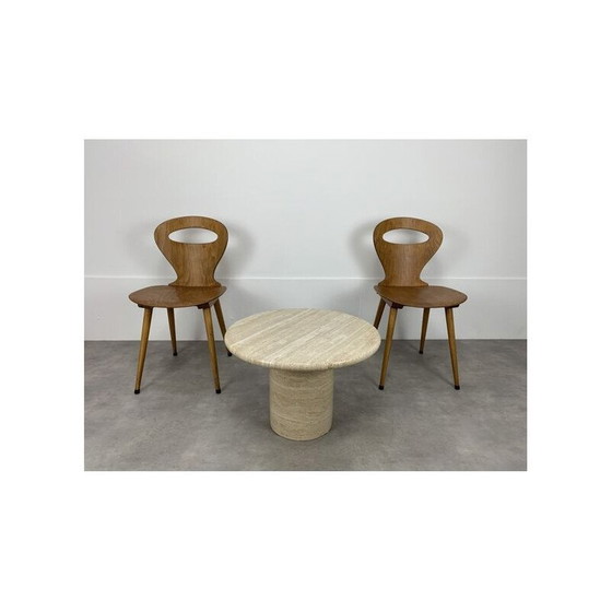 Image 1 of Round vintage travertine coffee table