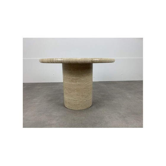 Image 1 of Round vintage travertine coffee table