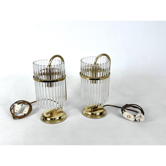 Image 1 of Pair of vintage Italian brass table lamps by Sciolari, Italy 1970s