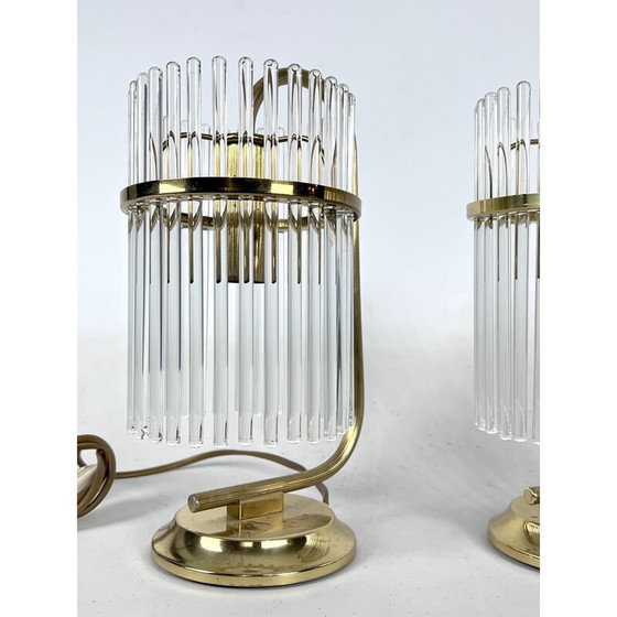 Image 1 of Pair of vintage Italian brass table lamps by Sciolari, Italy 1970s