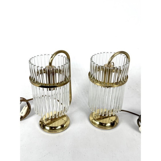 Image 1 of Pair of vintage Italian brass table lamps by Sciolari, Italy 1970s