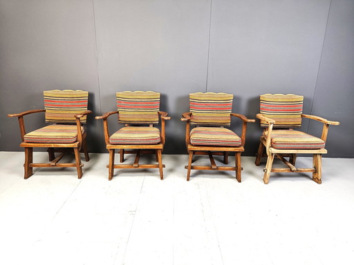 Brutalist Wooden Armchairs By Artifort, 1950S