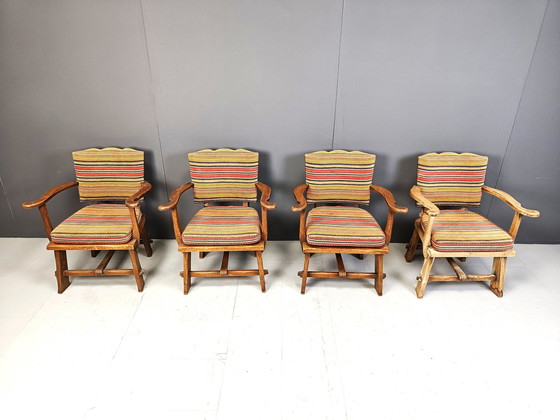 Image 1 of Brutalist Wooden Armchairs By Artifort, 1950S