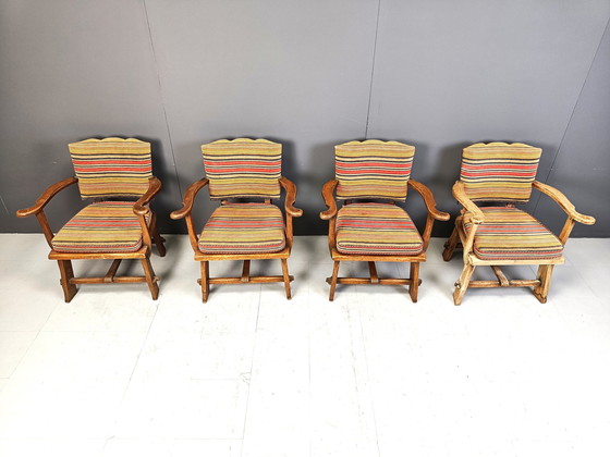 Image 1 of Brutalist Wooden Armchairs By Artifort, 1950S