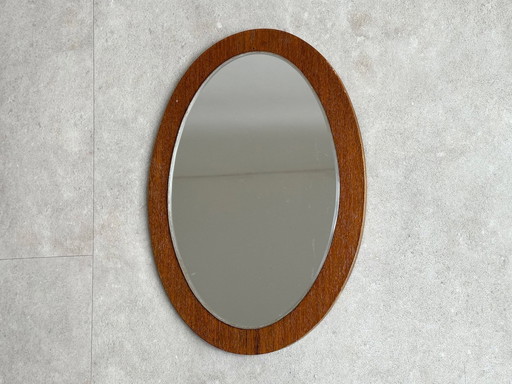 1X Vintage Oval Teak Mirror